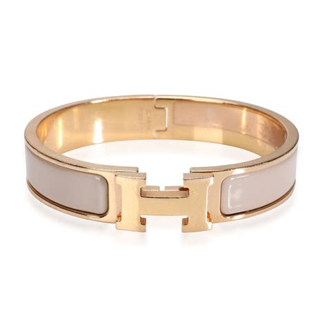 hermes clic clac white rose gold|hermes crocodile bracelet.